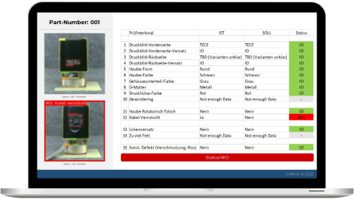 IUNA AI Vision Software interface