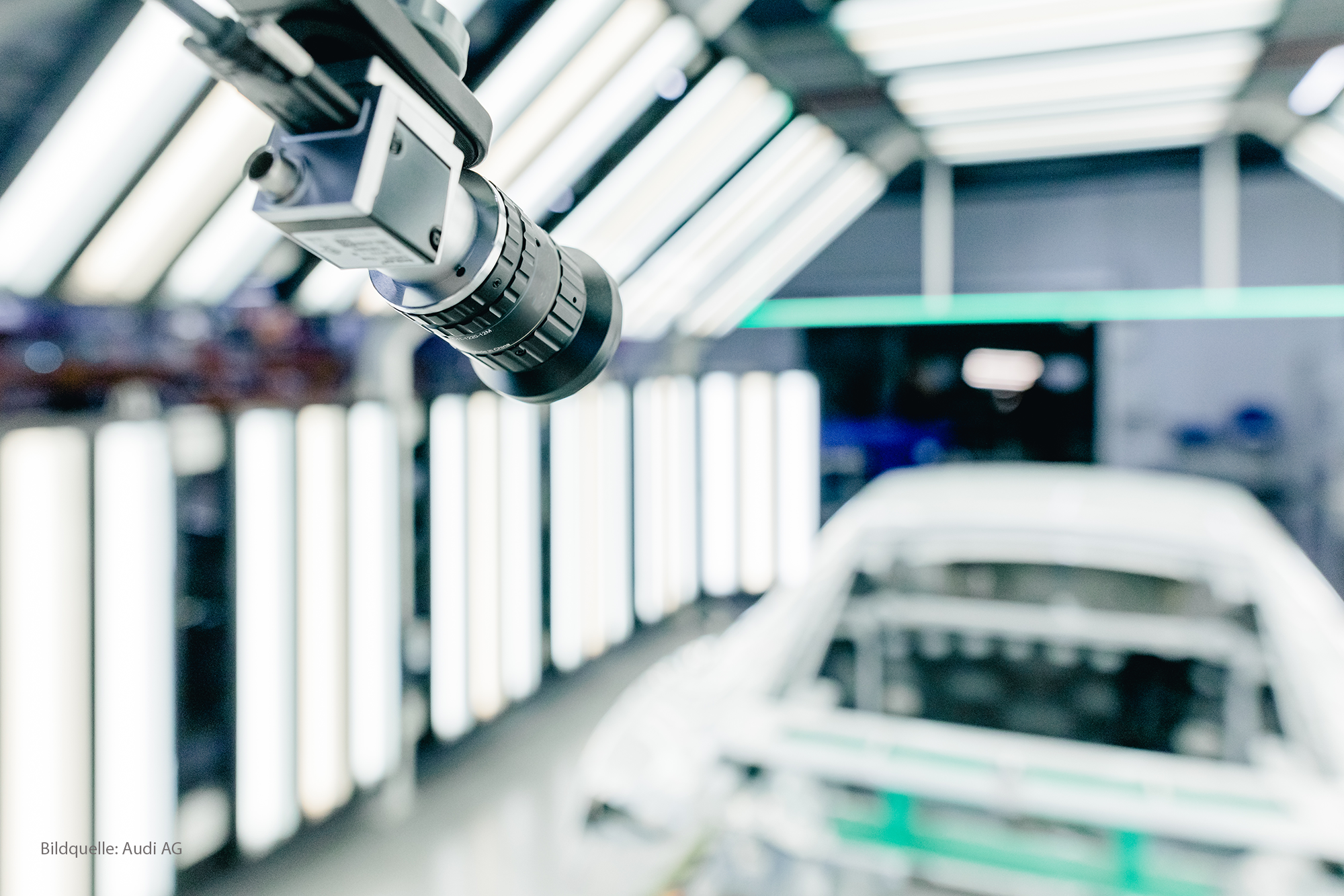 IUNA AI Vehicle Body Inspection - Automated camera system inspecting vehicle body weld seams