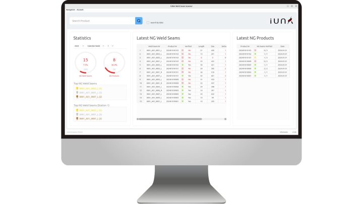 IUNA Weld Seam Scanner - Statistics Dashboard
